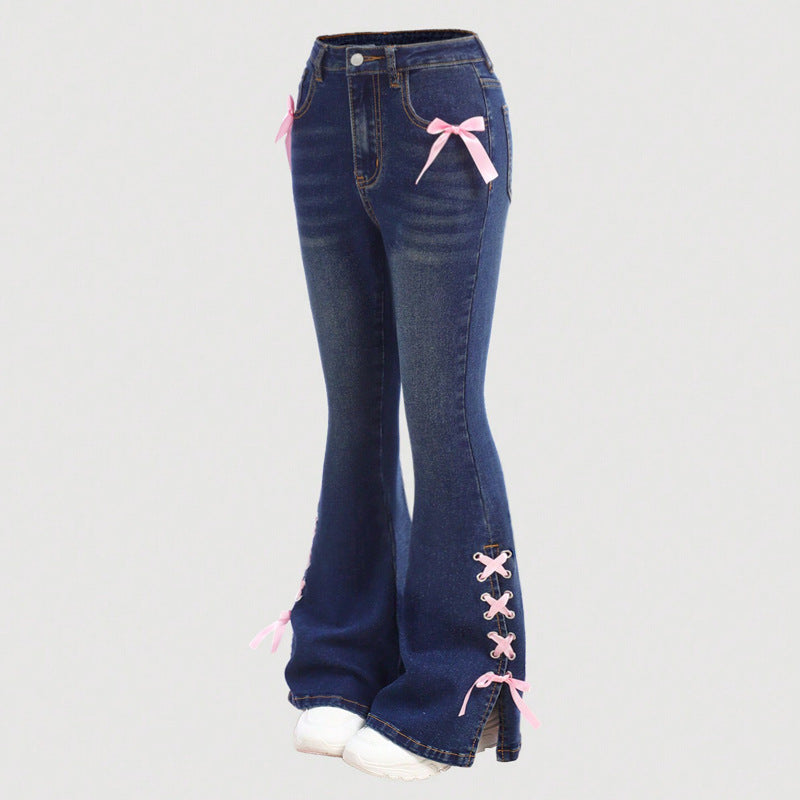 Women's Bow Loose Straight Trousers Source Jeans
