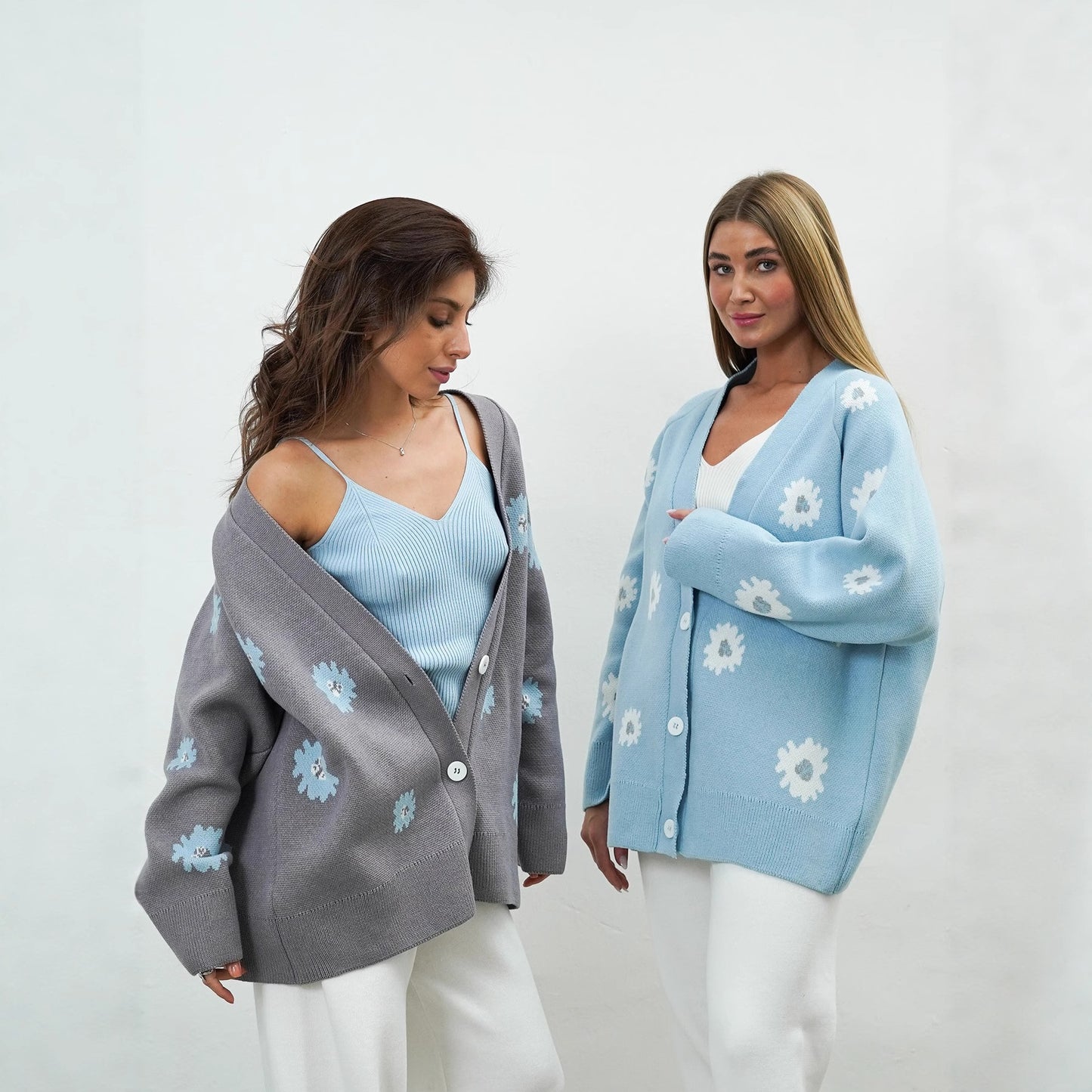 Pretty Graceful Innovative Printed Loose Single-breasted Sweaters