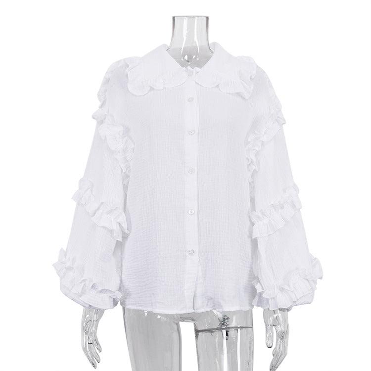 Women's Court Lantern Sleeve Shirt Casual Doll Blouses