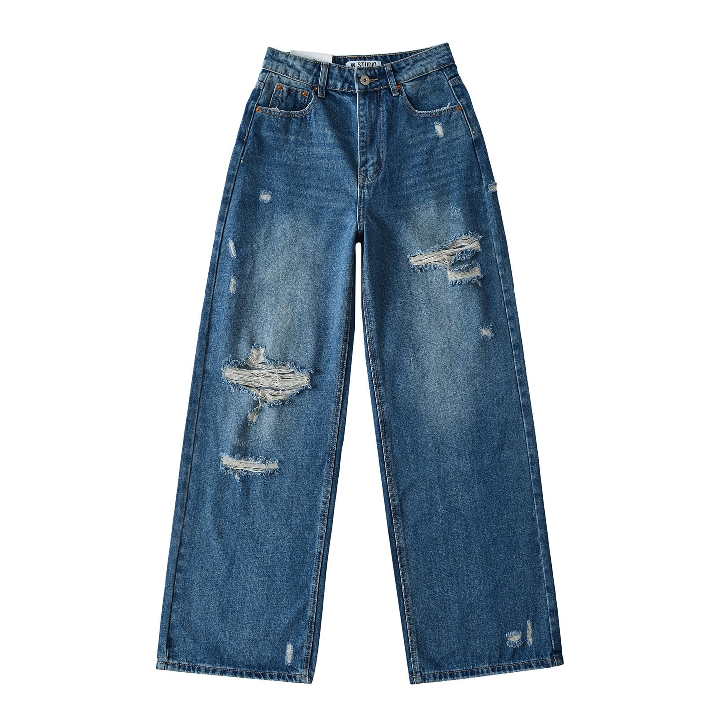 Women's High Waist Loose Straight Ripped Summer Jeans
