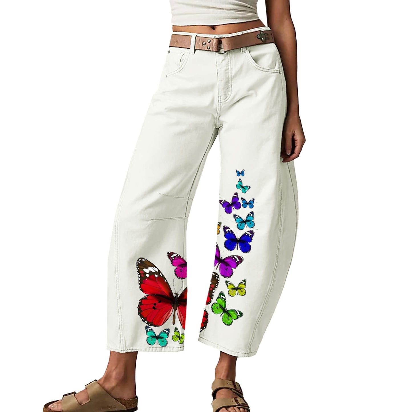 Fashionable Printed Loose Casual Slim Stretchy Jeans