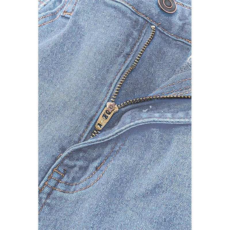 Women's Blue With Holes Flared Washed-out Vintage Jeans