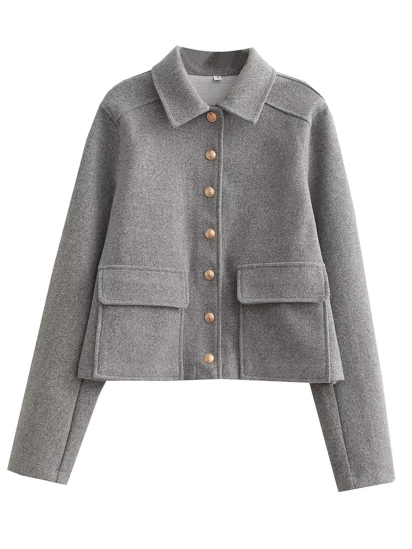 Women's Lapel Single Breasted Soft Metal Buckle Coats
