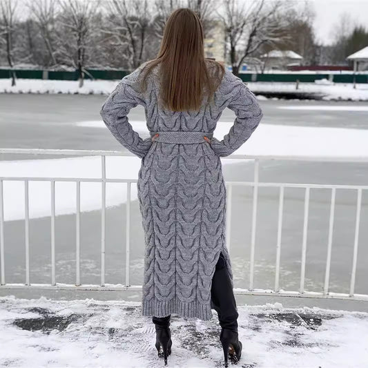 Women's Long Loose Elastic Large Hemp Flowers Thick Knitwear