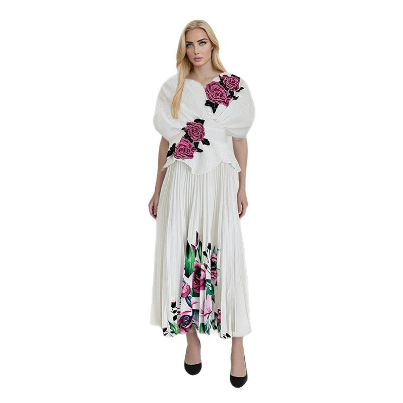 Women's Tea Break Dress Summer High-grade Printed Rose Dresses