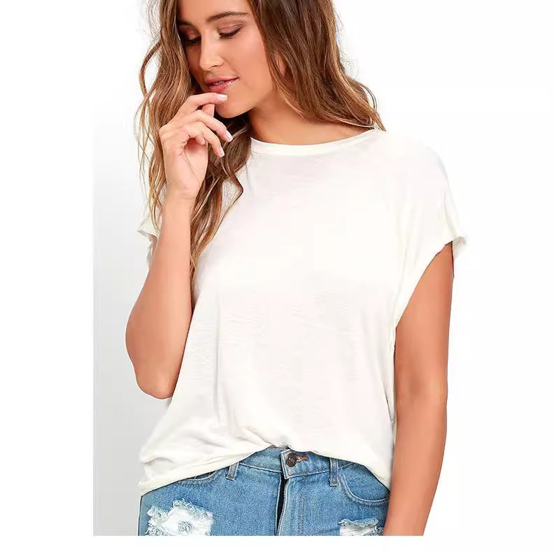 Women's Classic Solid Color Backless T-shirt Blouses