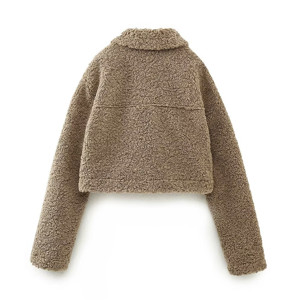 Women's Fashion Fleece Warm Lapel Imitation Lamb Coats