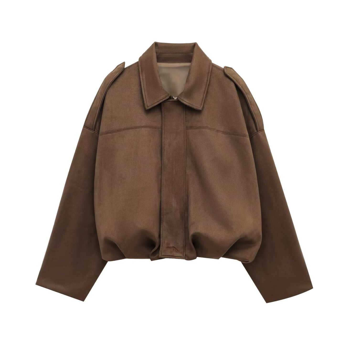 Women's Drawstring Design Lapel Deerskin Veet Pilot Long Jackets