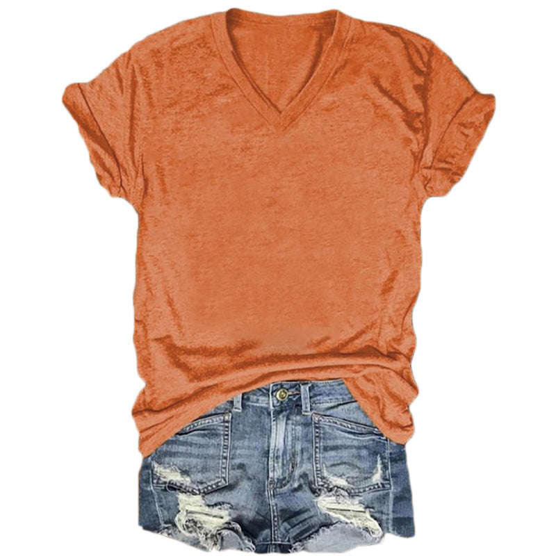 Women's Casual Loose Pullover Short-sleeved T-shirt Printed Blouses