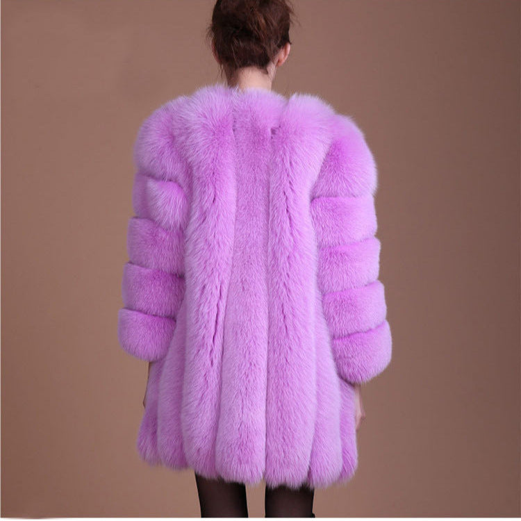 Women's Faux Fur Fox Mid-length Artificial Coats