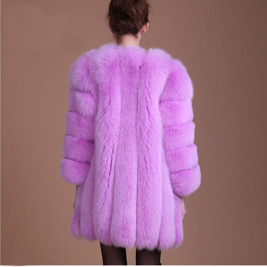 Women's Faux Fur Fox Mid-length Artificial Coats