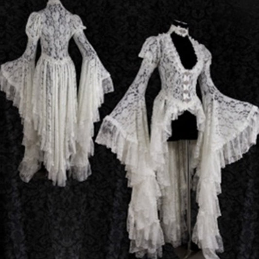 Women's Palace Style Bell Sleeve Long Dress Medieval Retro Dresses