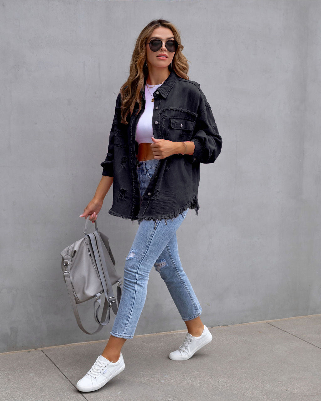 Women's Denim Ripped Simple Comfortable Slim Slimming Jackets