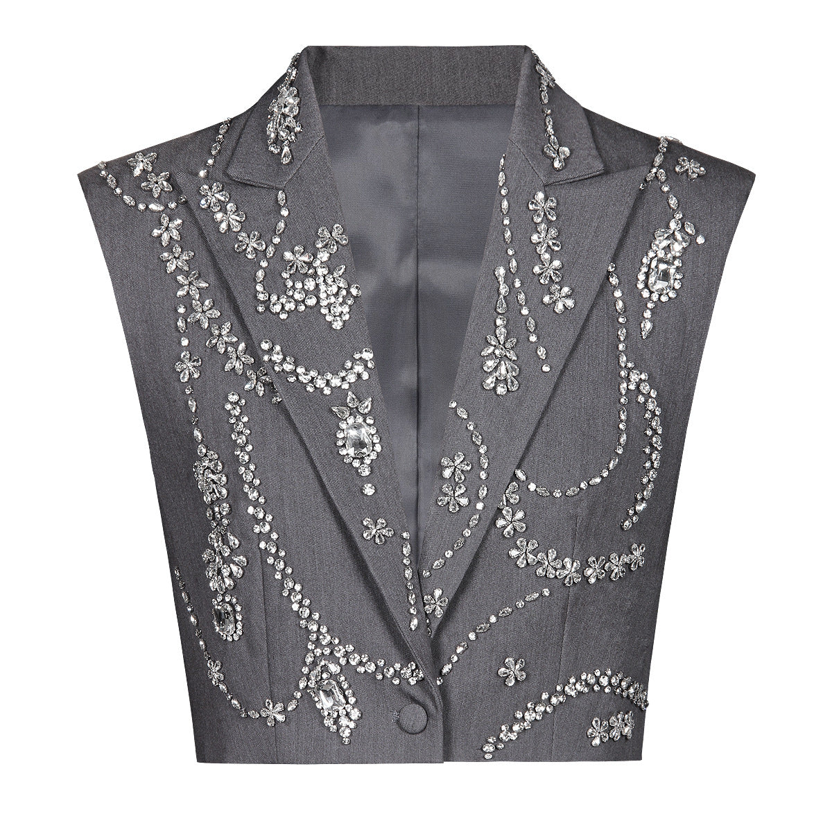 Women's Summer Fashion High-grade Sleeveless Rhinestone Temperament Vests