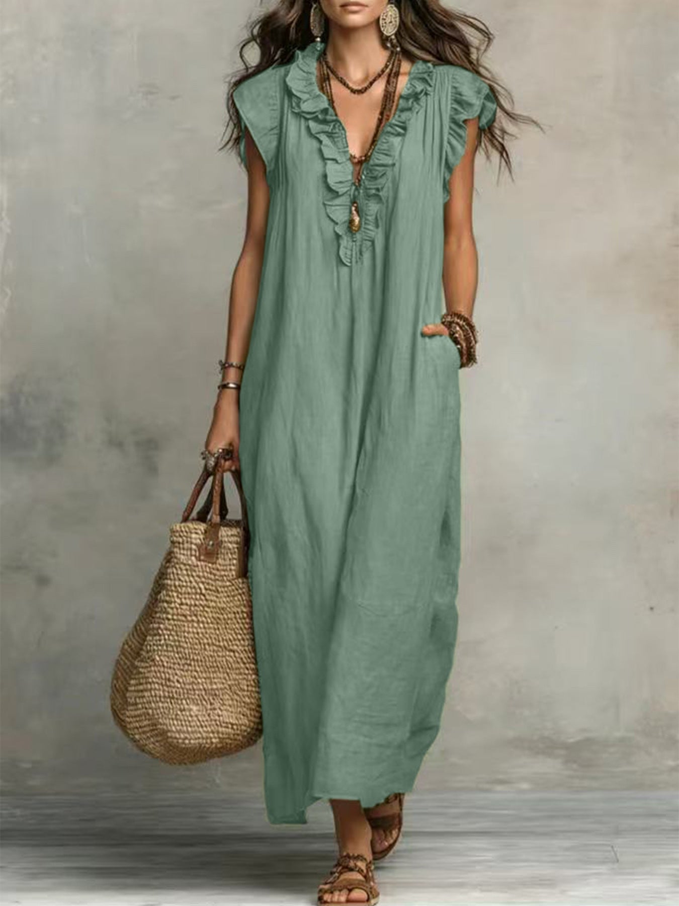 Versatile Women's Bohemian Flying Sleeves Long Dress