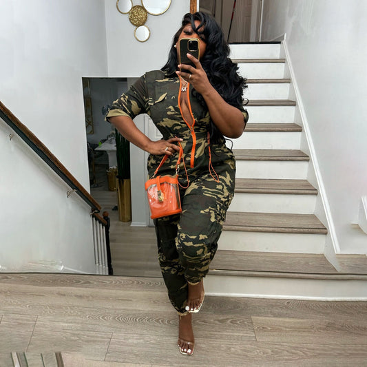 Attractive Innovative Beautiful Fashion Camouflage Denim Jumpsuits