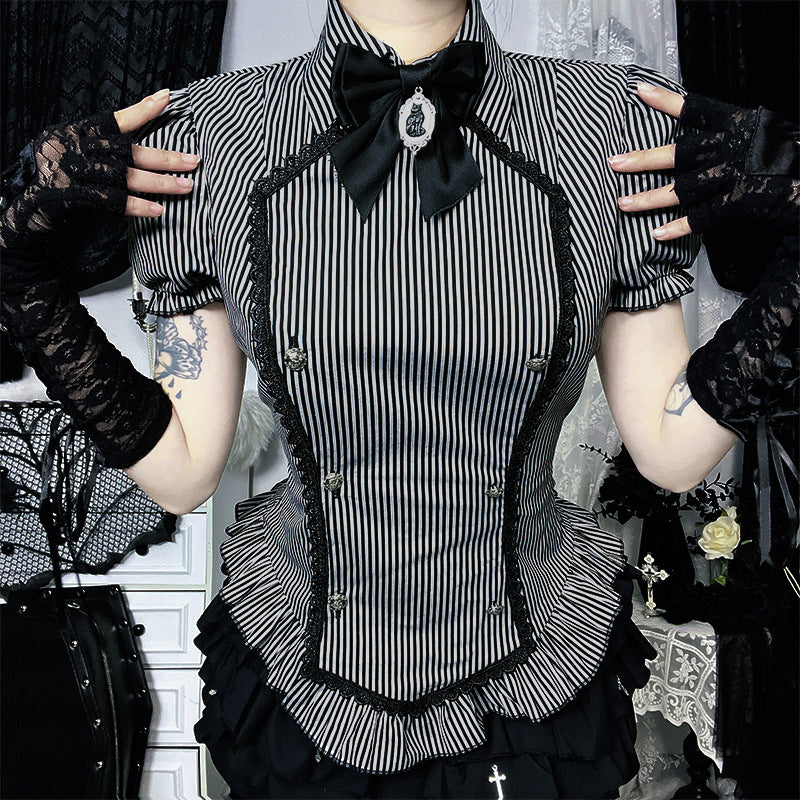 Gothic College Short-sleeved Shirt Summer Dark Tops