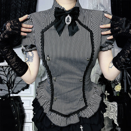 Gothic College Short-sleeved Shirt Summer Dark Tops