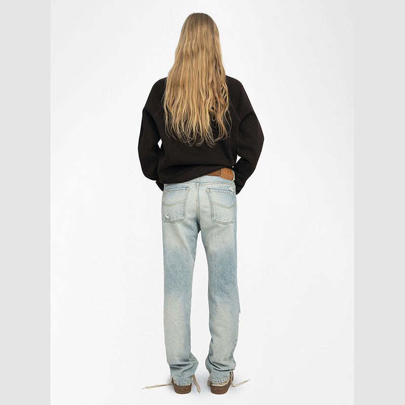 Classic Letter Printing Heart Hot Rhinestone Sweaters