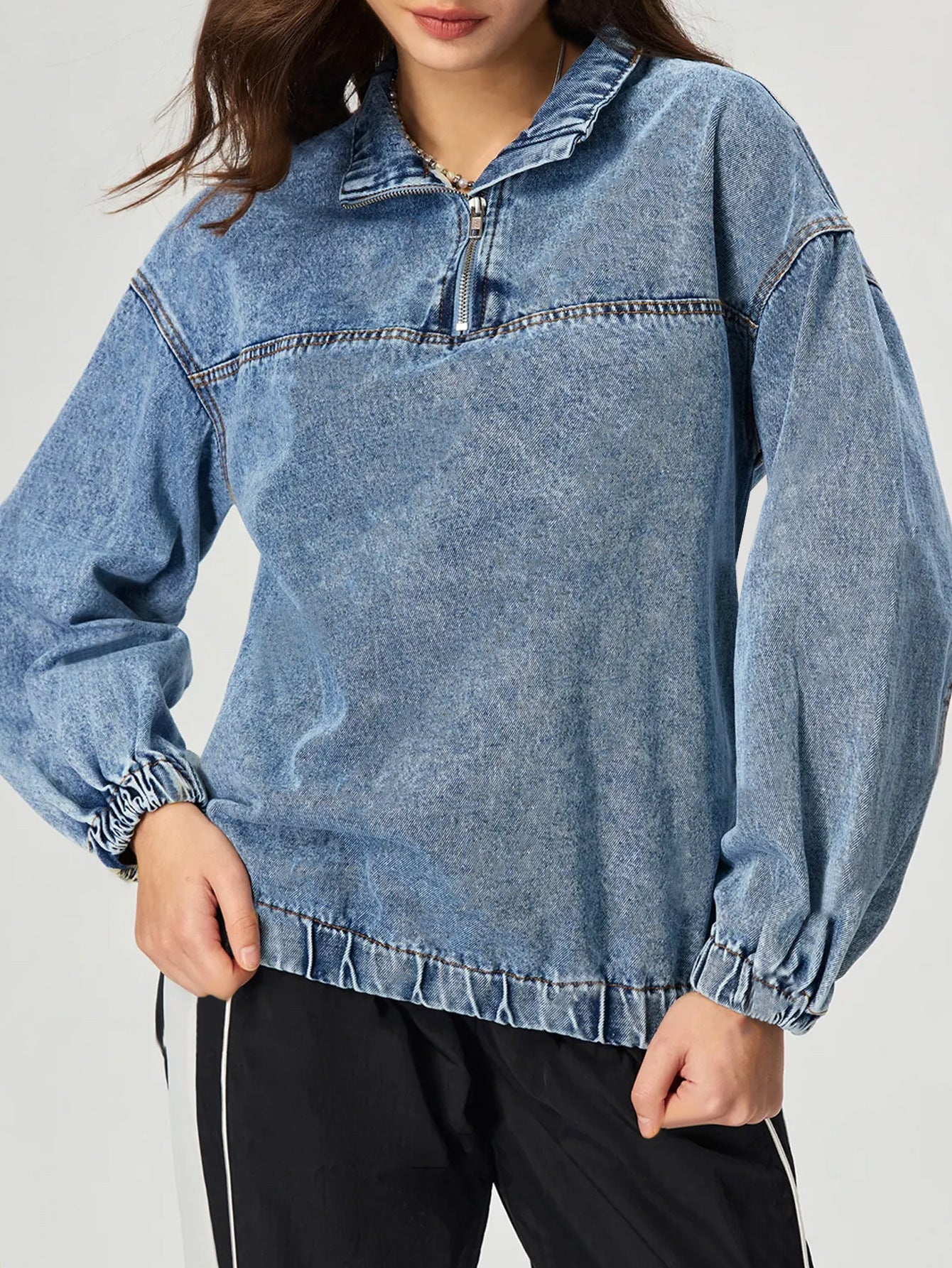 Women's Loose Pullover Leisure Denim Shirt Blouses