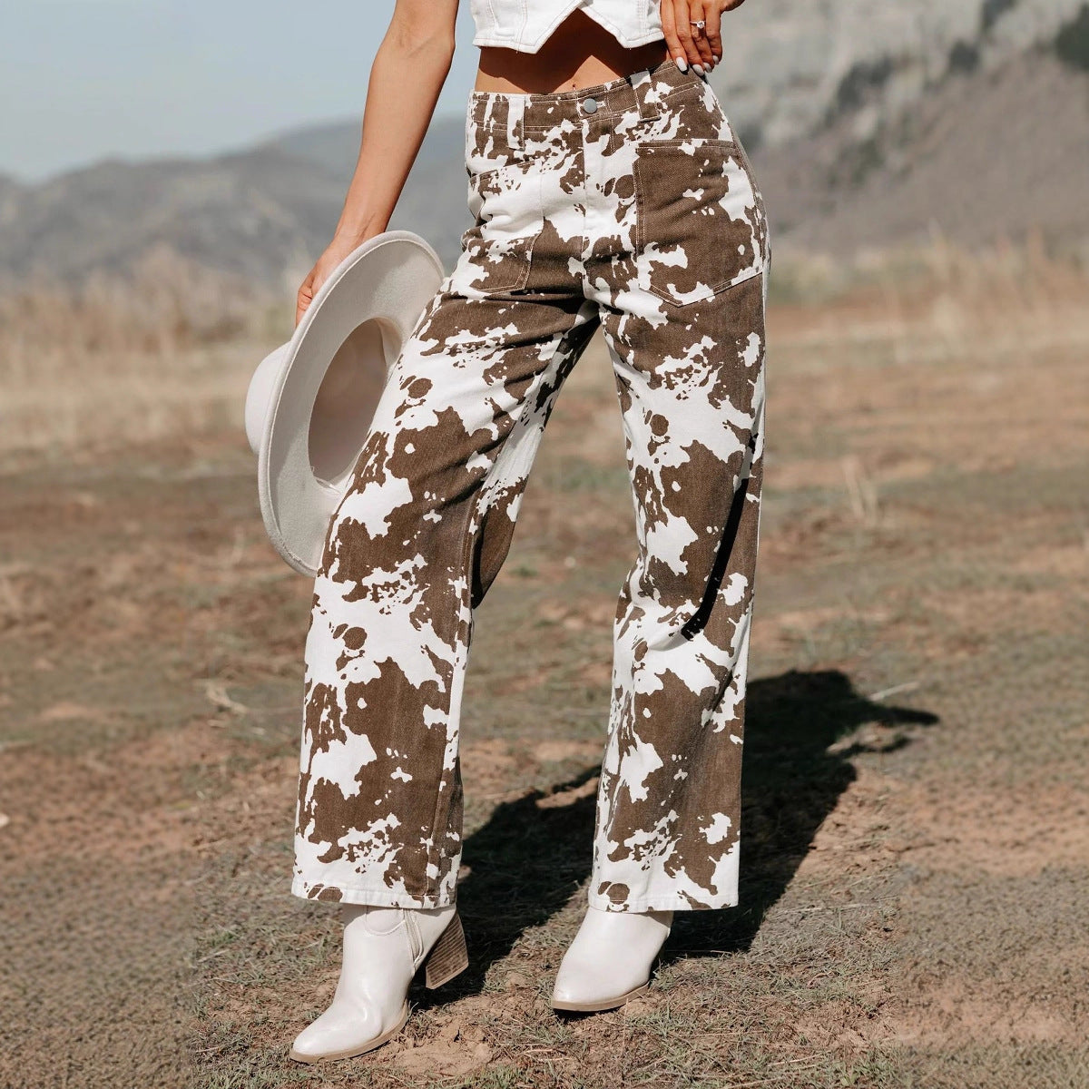 Women's Graceful Irregular Pattern Print For Jeans