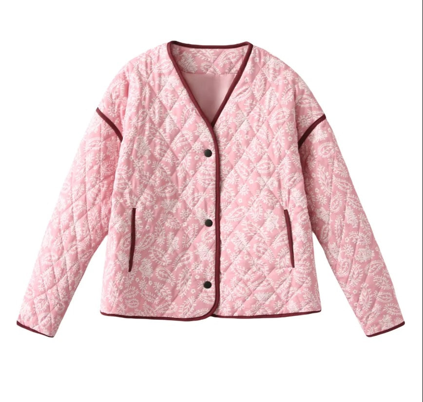 Women's Pink Printing Splicing Rest Assured Jackets