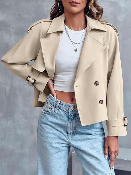 Women's Fashion Casual Double-breasted Trench With Pockets Coats