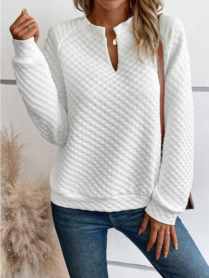 Women's Autumn Solid Color Deep Stitching Long Sleeve Women's Sweater, Sweater