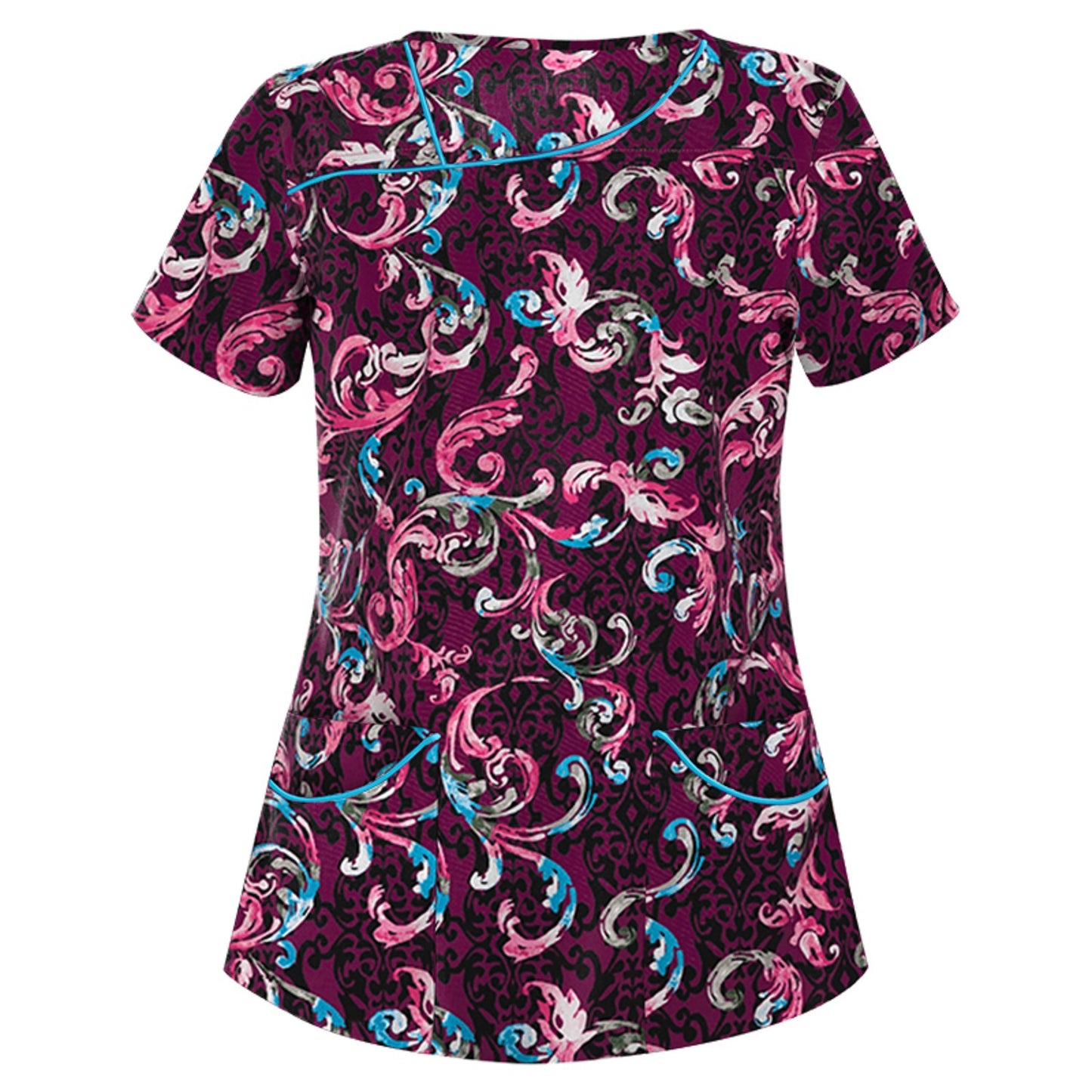 Women's Stylish Printed Sleeve Pocket T-shirt Blouses