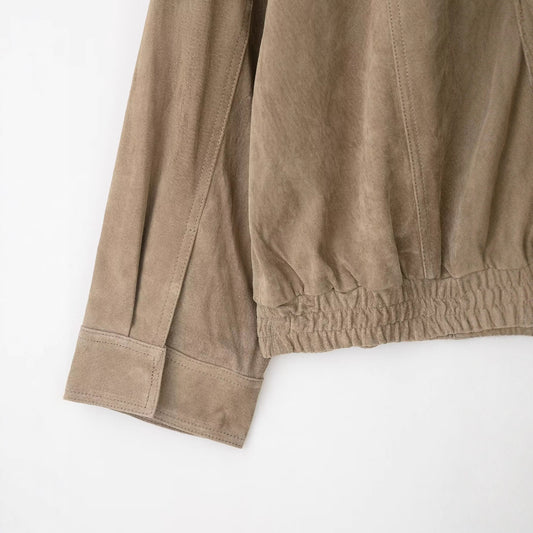 Women's Autumn Tooling Style Suede Effect Stand Jackets
