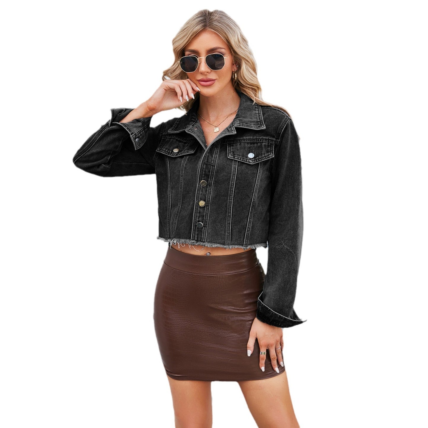 Women's Trade Washed Slim Fit Denim Long Jackets