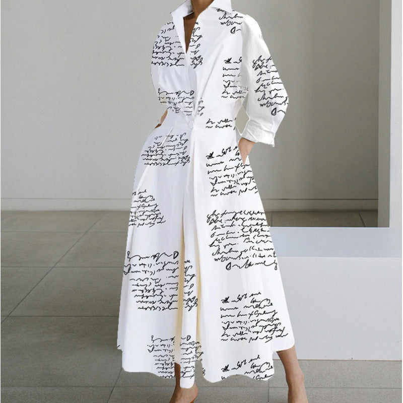 Commuting Fashion Collar Lining Sleeve Loose Dresses
