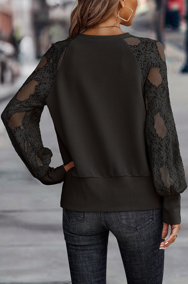 Women's Unique Collar Lace Loose Casual Knitwear