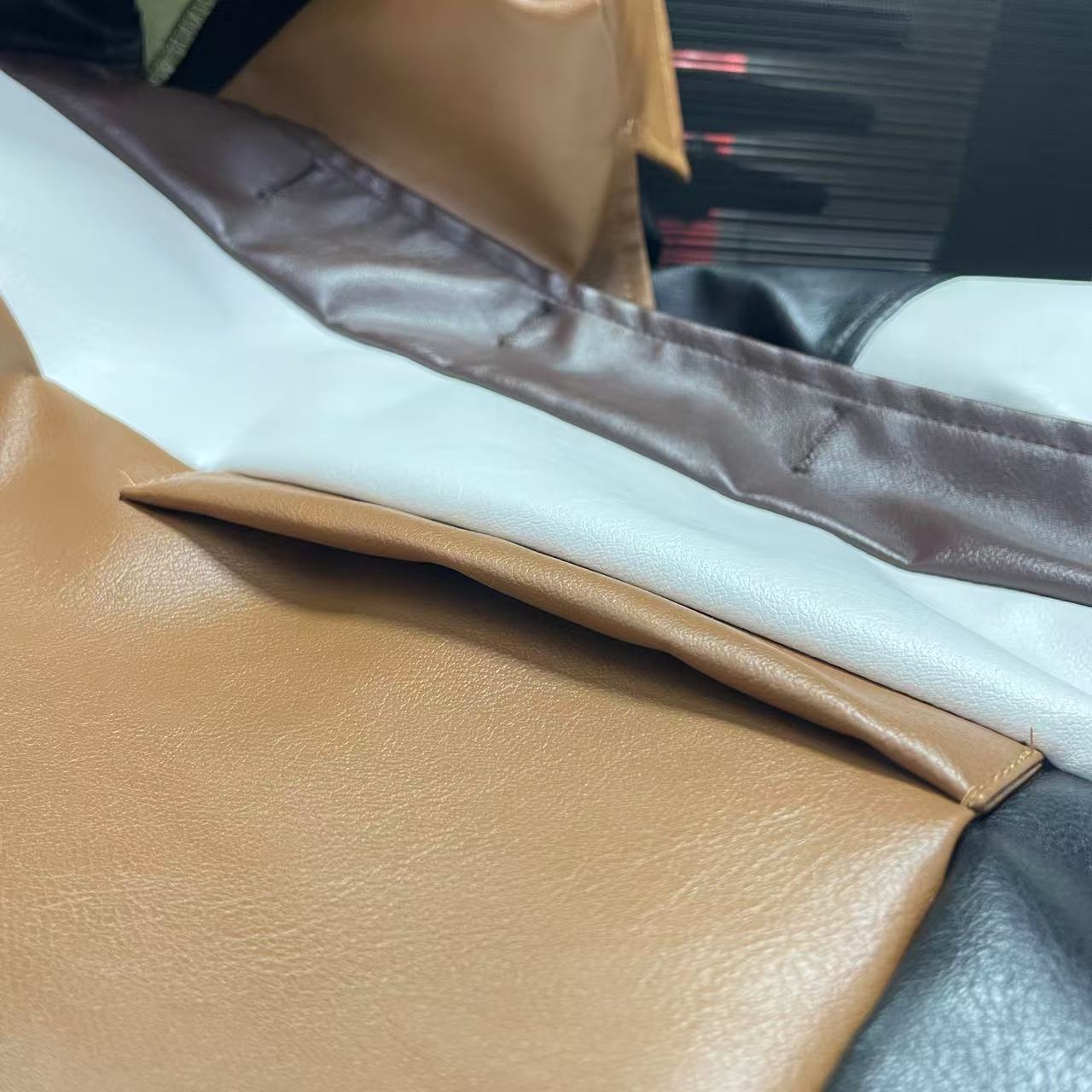 Women's Button Leather Mid-length Slim Fit Slimming Jackets