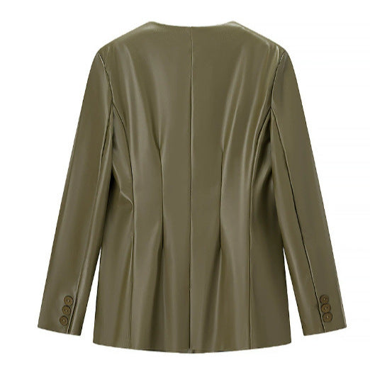 Women's Graceful Retro Fashion Temperament Leather Jackets