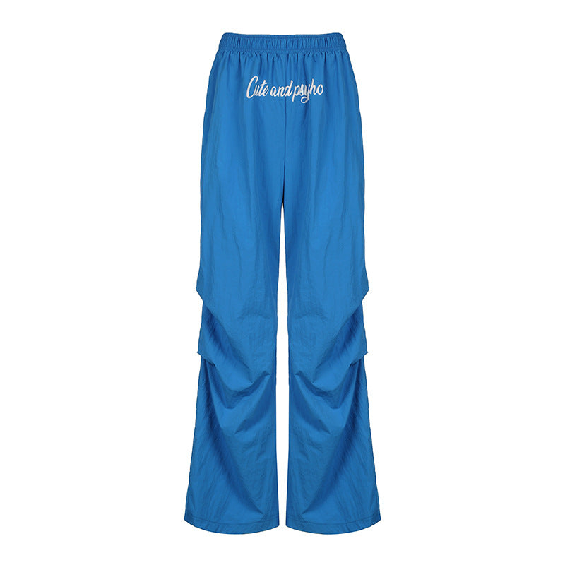 Women's Fashion Wear Elastic High Waist Letters Printed Loose Casual Pants