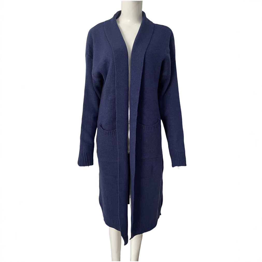 Trendy Knitted Loose Long Large Pocket Knitwear