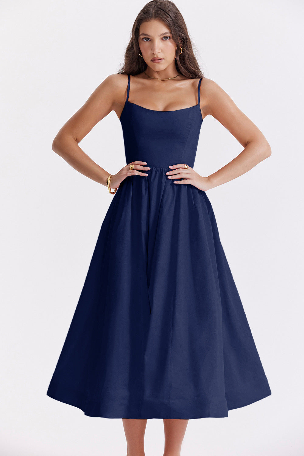 Women's Sexy Backless Spaghetti Straps Large Swing Dresses