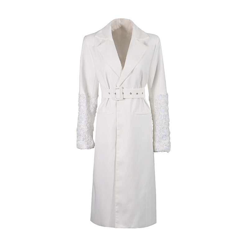 Women's Graceful Trench Solid Color Lapel Sleeve Coats