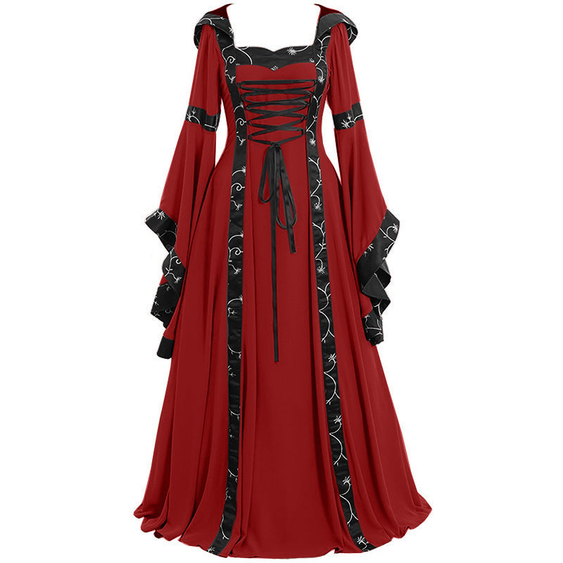 Square Collar Solid Color Thin Lace Bell Sleeve Dresses