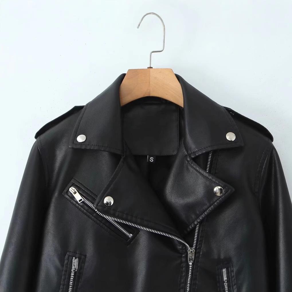 Back Rivet Zipper Ornament Leather Picture Coats