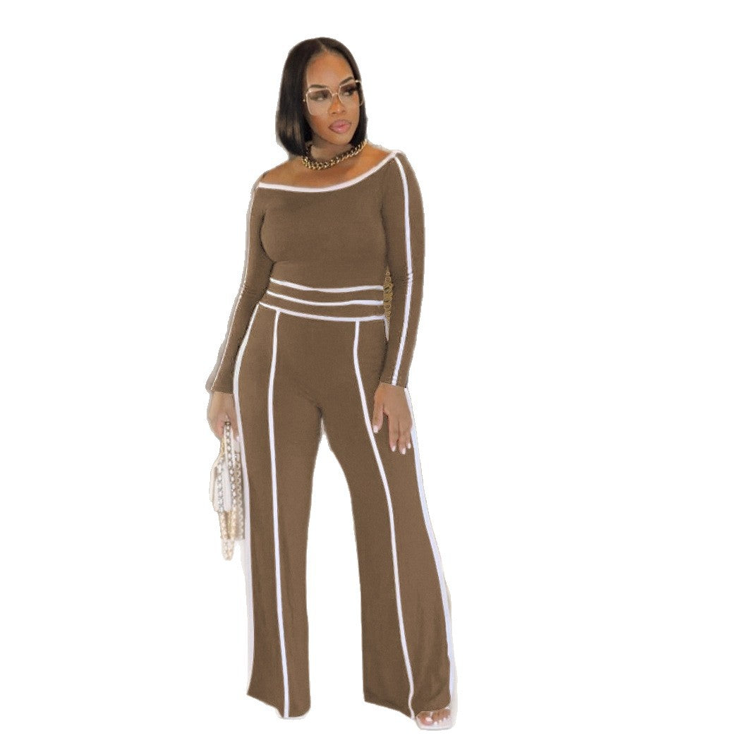 Collar Elastic Stitching High Waist Wide Blouses