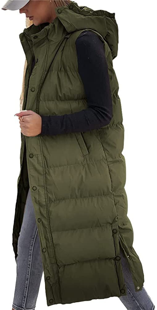 Women's Solid Color Extended Hooded Casual Fashion Vests