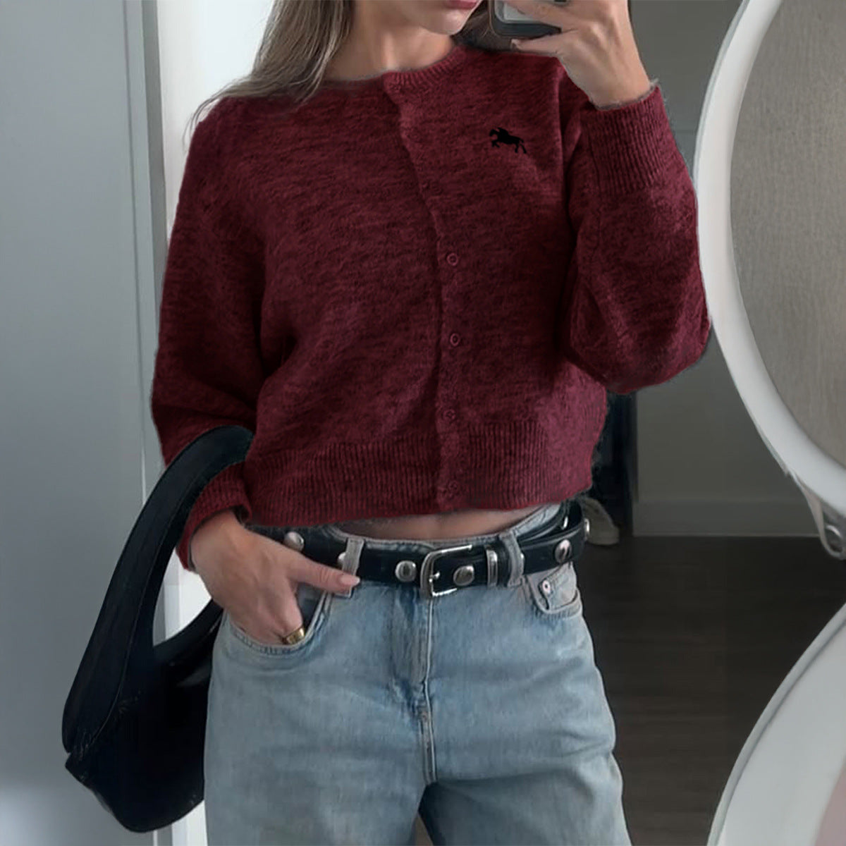 Women's Leisure Vacation Woolen Long Sleeve Solid Knitwear