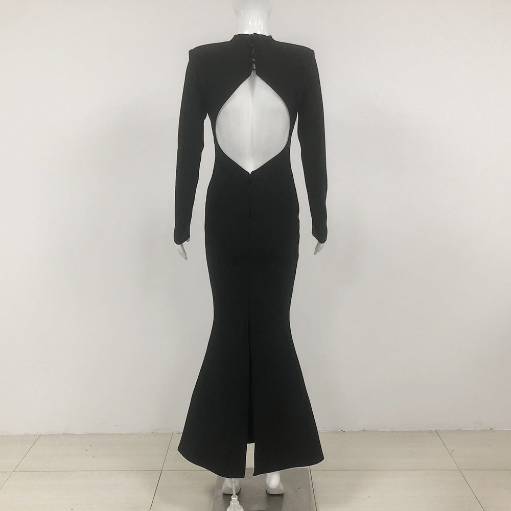 Women's Autumn Long Sleeve Black Dress Party Dresses