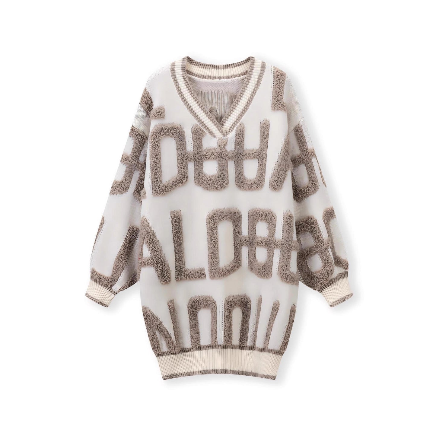 Women's Towel Embroidery Letter Loose Lazy Style Knitwear
