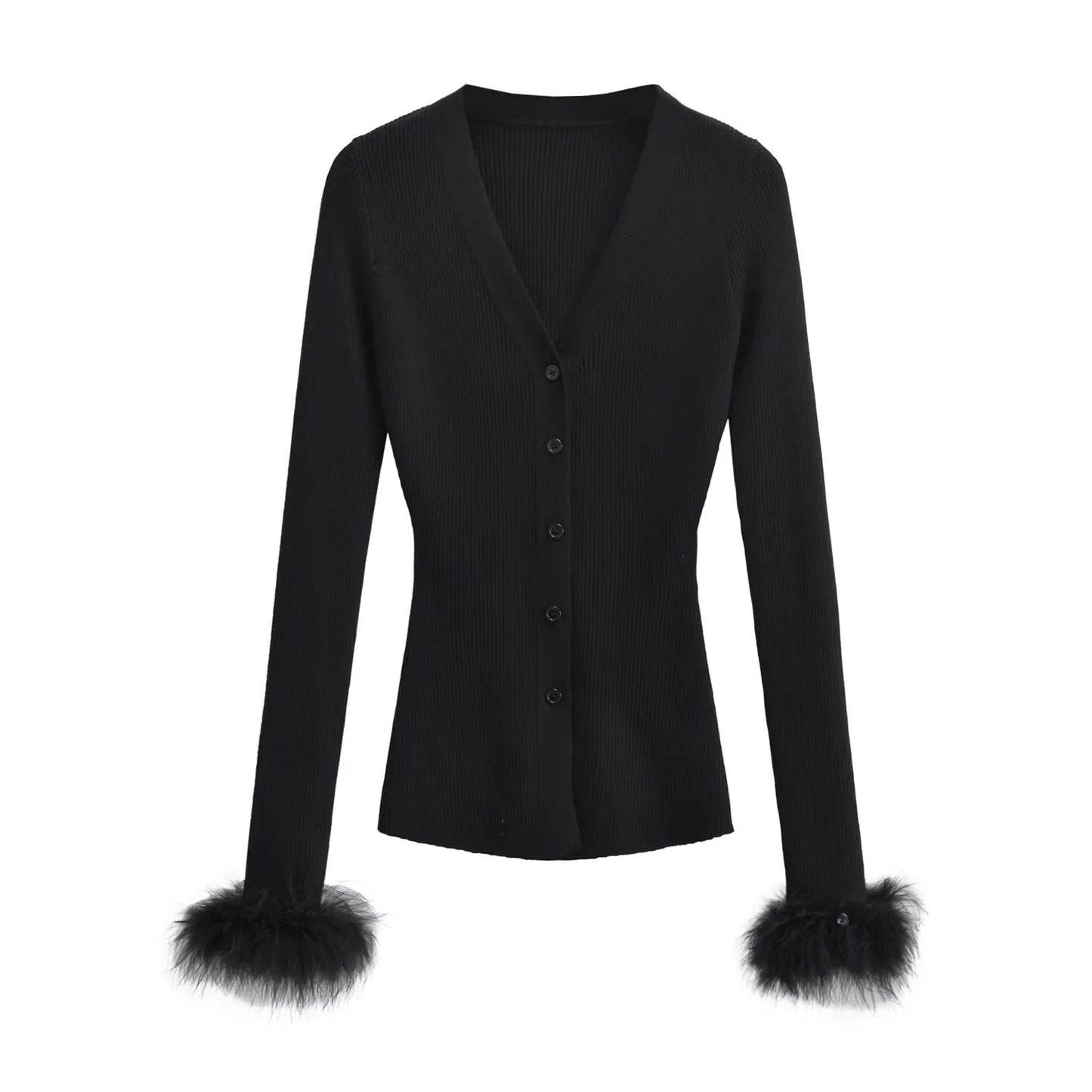Cuff Furry Knitted Long Sleeves Autumn Inner Wear Cardigans