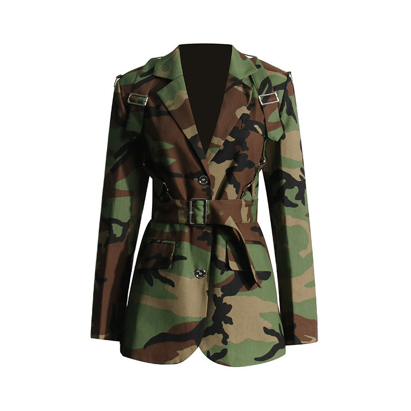 Women's Autumn Street Hipster Camouflage Printed Slimming Blazers