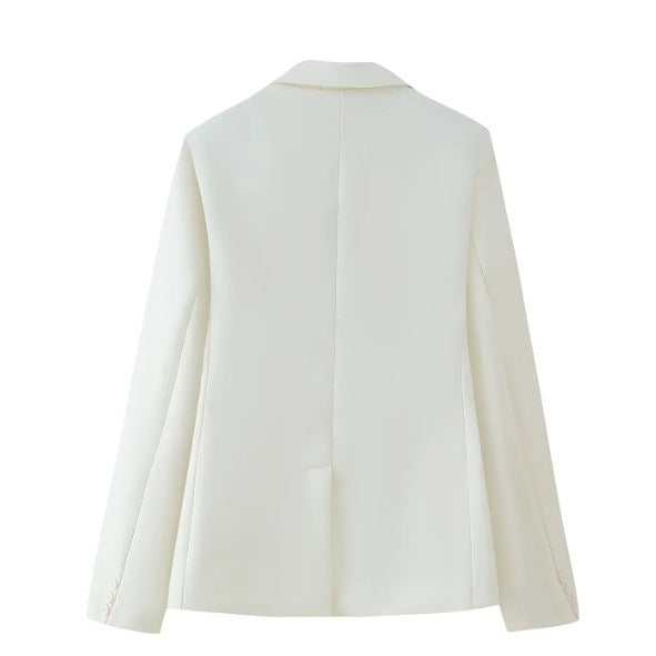 Women's Fashion Elegant White Lapel Casual Long Coats