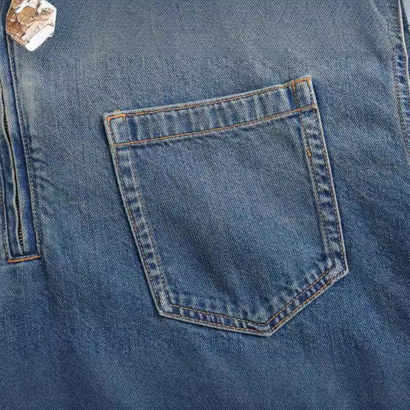 Women's Simple Fashion Style Lapel Loose Denim Dresses